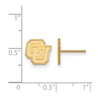 Sterling Silver Gold-plated LogoArt University of Colorado C-U Extra Small Post Earrings