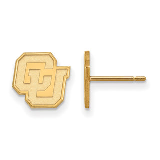 Sterling Silver Gold-plated LogoArt University of Colorado C-U Extra Small Post Earrings