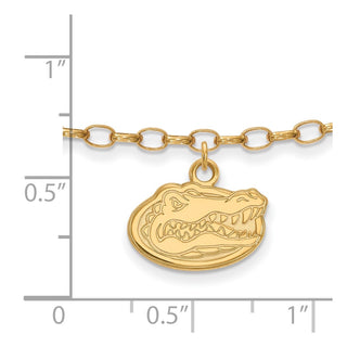 Sterling Silver Gold-plated LogoArt University of Florida Gator 9 inch Anklet