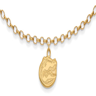 Sterling Silver Gold-plated LogoArt University of Florida Gator 9 inch Anklet