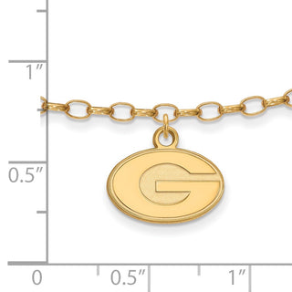 Sterling Silver Gold-plated LogoArt University of Georgia Letter G 9-inch Anklet