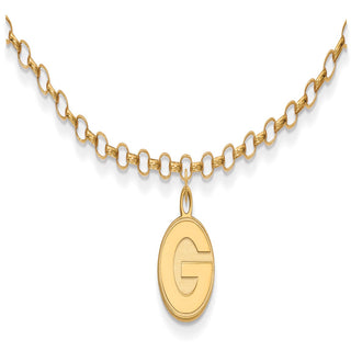 Sterling Silver Gold-plated LogoArt University of Georgia Letter G 9-inch Anklet