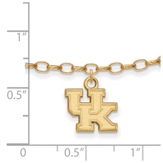 Sterling Silver Gold-plated LogoArt University of Kentucky U-K 9 inch Anklet