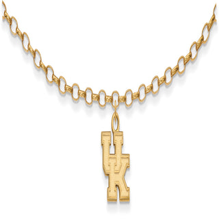 Sterling Silver Gold-plated LogoArt University of Kentucky U-K 9 inch Anklet