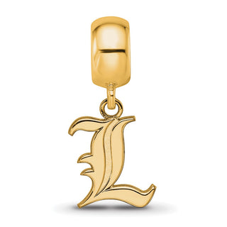 Sterling Silver Gold-plated LogoArt University of Louisville Letter L Small Dangle Bead Charm