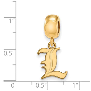 Sterling Silver Gold-plated LogoArt University of Louisville Letter L Small Dangle Bead Charm