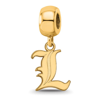 Sterling Silver Gold-plated LogoArt University of Louisville Letter L Small Dangle Bead Charm