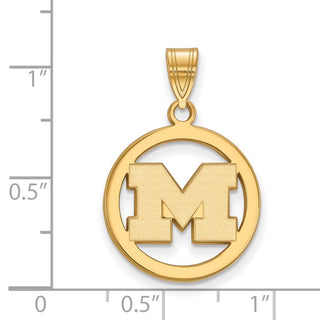 Sterling Silver Gold-plated LogoArt University of Michigan Letter M Medium Circle Pendant