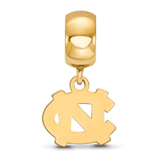 Sterling Silver Gold-plated LogoArt University of North Carolina N-C Extra Small Dangle Bead Charm