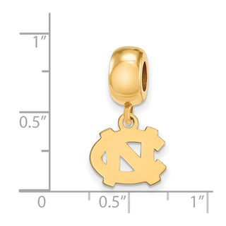 Sterling Silver Gold-plated LogoArt University of North Carolina N-C Extra Small Dangle Bead Charm