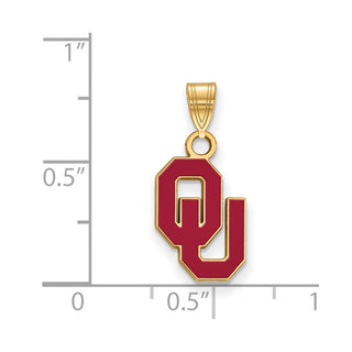 Sterling Silver Gold-plated LogoArt University of Oklahoma O-U Small Enameled Pendant