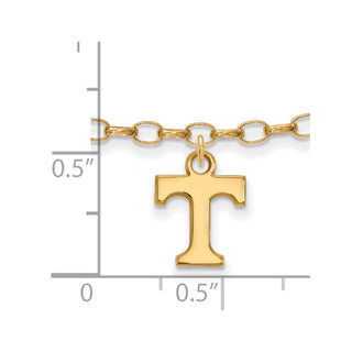 Sterling Silver Gold-plated LogoArt University of Tennessee Letter T 9 inch Anklet