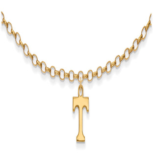 Sterling Silver Gold-plated LogoArt University of Tennessee Letter T 9 inch Anklet