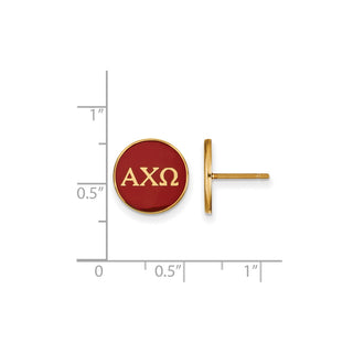 Sterling Silver Gold-plated LogoArt Alpha Chi Omega Sorority Greek Letters Color Enamel Post Earrings GP031ACO