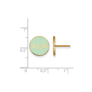 Sterling Silver Gold-plated LogoArt Alpha Epsilon Phi Sorority Greek Letters Color Enamel Post Earrings GP031AEP