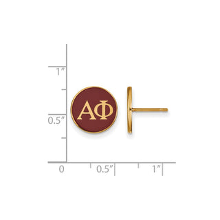 Sterling Silver Gold-plated LogoArt Alpha Phi Sorority Greek Letters Color Enamel Post Earrings GP031APH