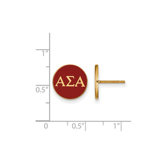Sterling Silver Gold-plated LogoArt Alpha Sigma Alpha Sorority Greek Letters Color Enamel Post Earrings GP031ASI