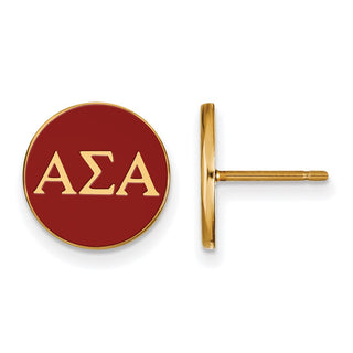 Sterling Silver Gold-plated LogoArt Alpha Sigma Alpha Sorority Greek Letters Color Enamel Post Earrings GP031ASI