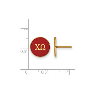 Sterling Silver Gold-plated LogoArt Chi Omega Sorority Greek Letters Color Enamel Post Earrings GP031CHO