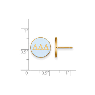 Sterling Silver Gold-plated LogoArt Delta Delta Delta Sorority Greek Letters Color Enamel Post Earrings GP031DDD