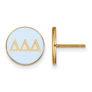 Sterling Silver Gold-plated LogoArt Delta Delta Delta Sorority Greek Letters Color Enamel Post Earrings GP031DDD