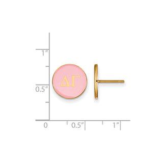 Sterling Silver Gold-plated LogoArt Delta Gamma Sorority Greek Letters Color Enamel Post Earrings GP031DG