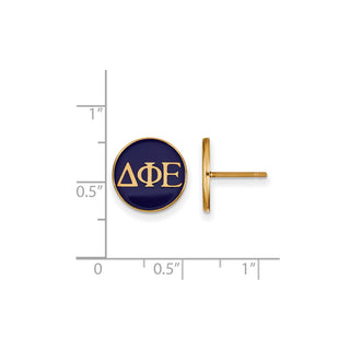 Sterling Silver Gold-plated LogoArt Delta Phi Epsilon Sorority Greek Letters Color Enamel Post Earrings GP031DPH