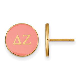 Sterling Silver Gold-plated LogoArt Delta Zeta Sorority Greek Letters Color Enamel Post Earrings GP031DZ