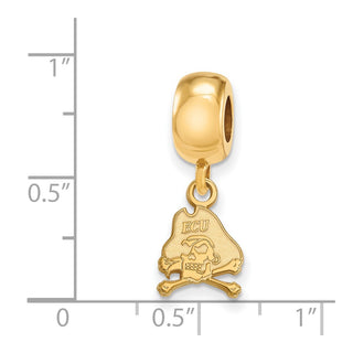 Sterling Silver Gold-plated LogoArt East Carolina University Pirate Extra Small Dangle Bead Charm GP031ECU