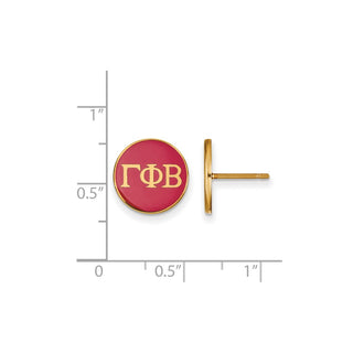 Sterling Silver Gold-plated LogoArt Gamma Phi Beta Sorority Greek Letters Color Enamel Post Earrings GP031GPB