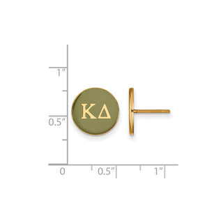 Sterling Silver Gold-plated LogoArt Kappa Delta Sorority Greek Letters Color Enamel Post Earrings GP031KD