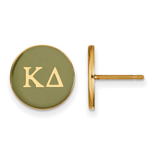 Sterling Silver Gold-plated LogoArt Kappa Delta Sorority Greek Letters Color Enamel Post Earrings GP031KD