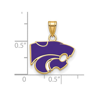 Sterling Silver Gold-plated LogoArt Kansas State University Wildcat Small Enameled Pendant
