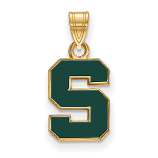 Sterling Silver Gold-plated LogoArt Michigan State University Letter S Small Enameled Pendant