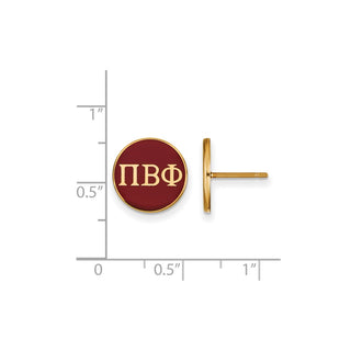 Sterling Silver Gold-plated LogoArt Pi Beta Phi Sorority Greek Letters Color Enamel Post Earrings GP031PBP