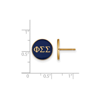 Sterling Silver Gold-plated LogoArt Phi Sigma Sigma Sorority Greek Letters Color Enamel Post Earrings GP031PSS