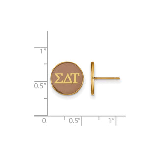 Sterling Silver Gold-plated LogoArt Sigma Delta Tau Sorority Greek Letters Color Enamel Post Earrings GP031SDT