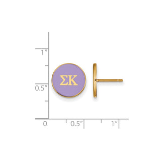 Sterling Silver Gold-plated LogoArt Sigma Kappa Sorority Greek Letters Color Enamel Post Earrings GP031SKP