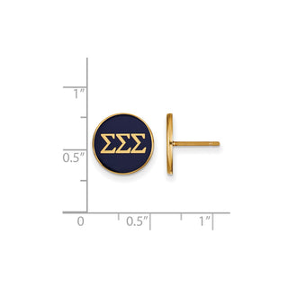 Sterling Silver Gold-plated LogoArt Sigma Sigma Sigma Sorority Greek Letters Color Enamel Post Earrings GP031SSS