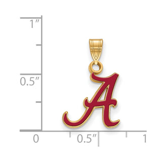 Sterling Silver Gold-plated LogoArt University of Alabama Letter A Small Enameled Pendant