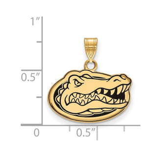 Sterling Silver Gold-plated LogoArt University of Florida Gator Small Enameled Pendant