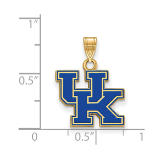 Sterling Silver Gold-plated LogoArt University of Kentucky U-K Small Enameled Pendant