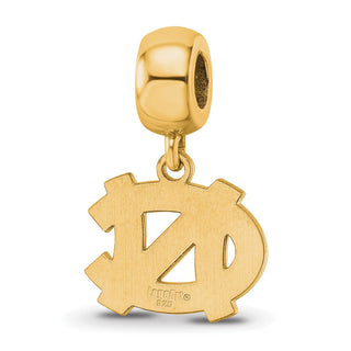 Sterling Silver Gold-plated LogoArt University of North Carolina N-C Small Dangle Bead Charm