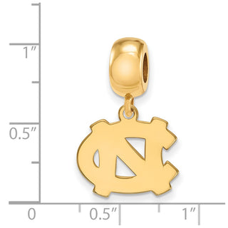 Sterling Silver Gold-plated LogoArt University of North Carolina N-C Small Dangle Bead Charm