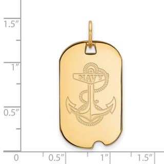 Sterling Silver Gold-plated LogoArt US Naval Academy Anchor Small Dog Tag Pendant