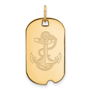 Sterling Silver Gold-plated LogoArt US Naval Academy Anchor Small Dog Tag Pendant