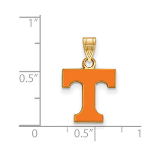 Sterling Silver Gold-plated LogoArt University of Tennessee Letter T Small Enameled Pendant