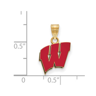 Sterling Silver Gold-plated LogoArt University of Wisconsin Letter W Small Enameled Pendant