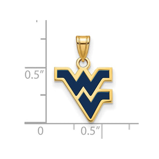 Sterling Silver Gold-plated LogoArt West Virginia University W-V Small Enameled Pendant