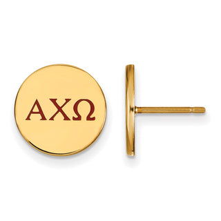 Sterling Silver Gold-plated LogoArt Alpha Chi Omega Sorority Greek Letters Color Enamel Post Earrings GP032ACO